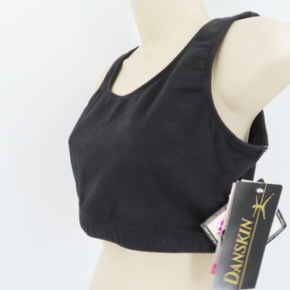 Danskin Women Plus Size 1X Bra Tops Bralette Solid Black Cotton Blend 1990s NEW - Picture 3 of 9
